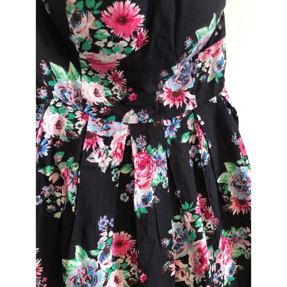 Strapless Black Floral Dress - Picture 2 of 3